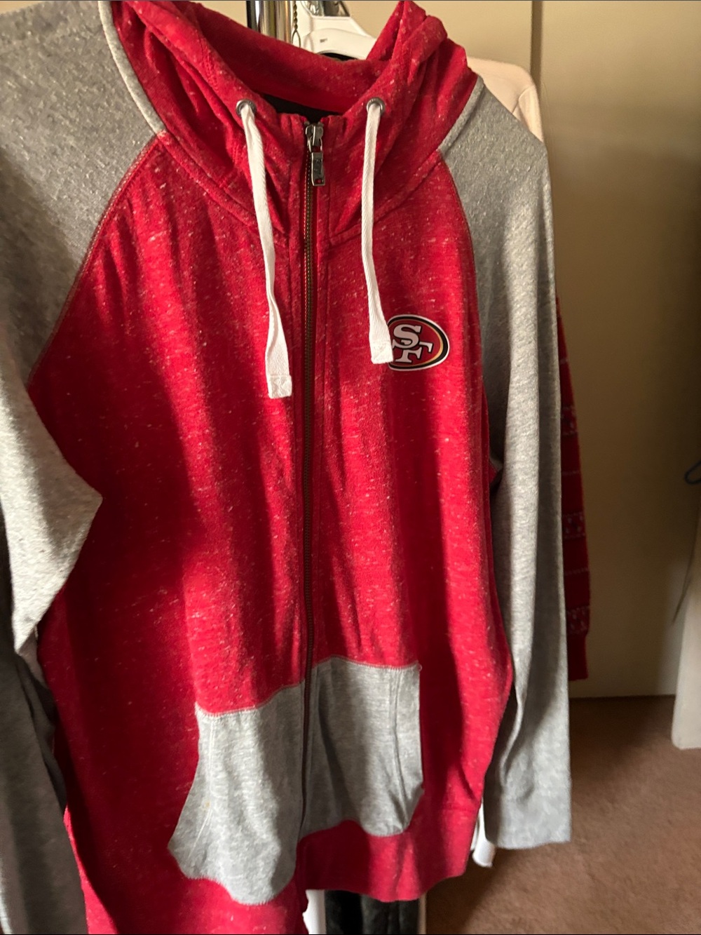 Nike Red NFL Zip Hoodie with White Drawstrings